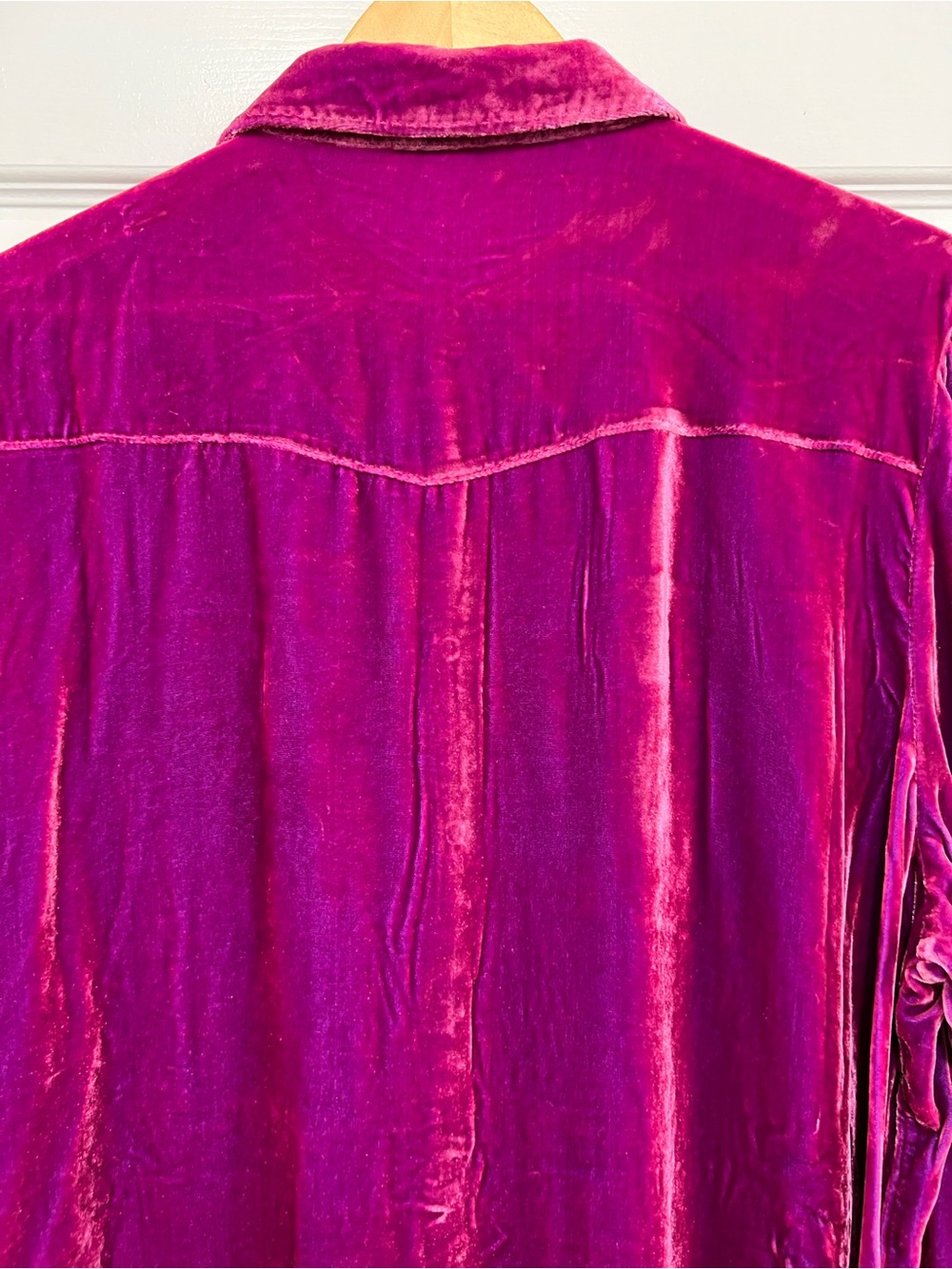 Sundance Rayon/Silk Velvet Button Up Shirt Long Sleeve Fuchsia Pink Size XXL - Picture 10 of 16
